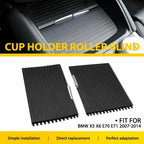 2X Front Console Cup Holder Roller Blind Cover for BMW X5 X6 (2007–2013)