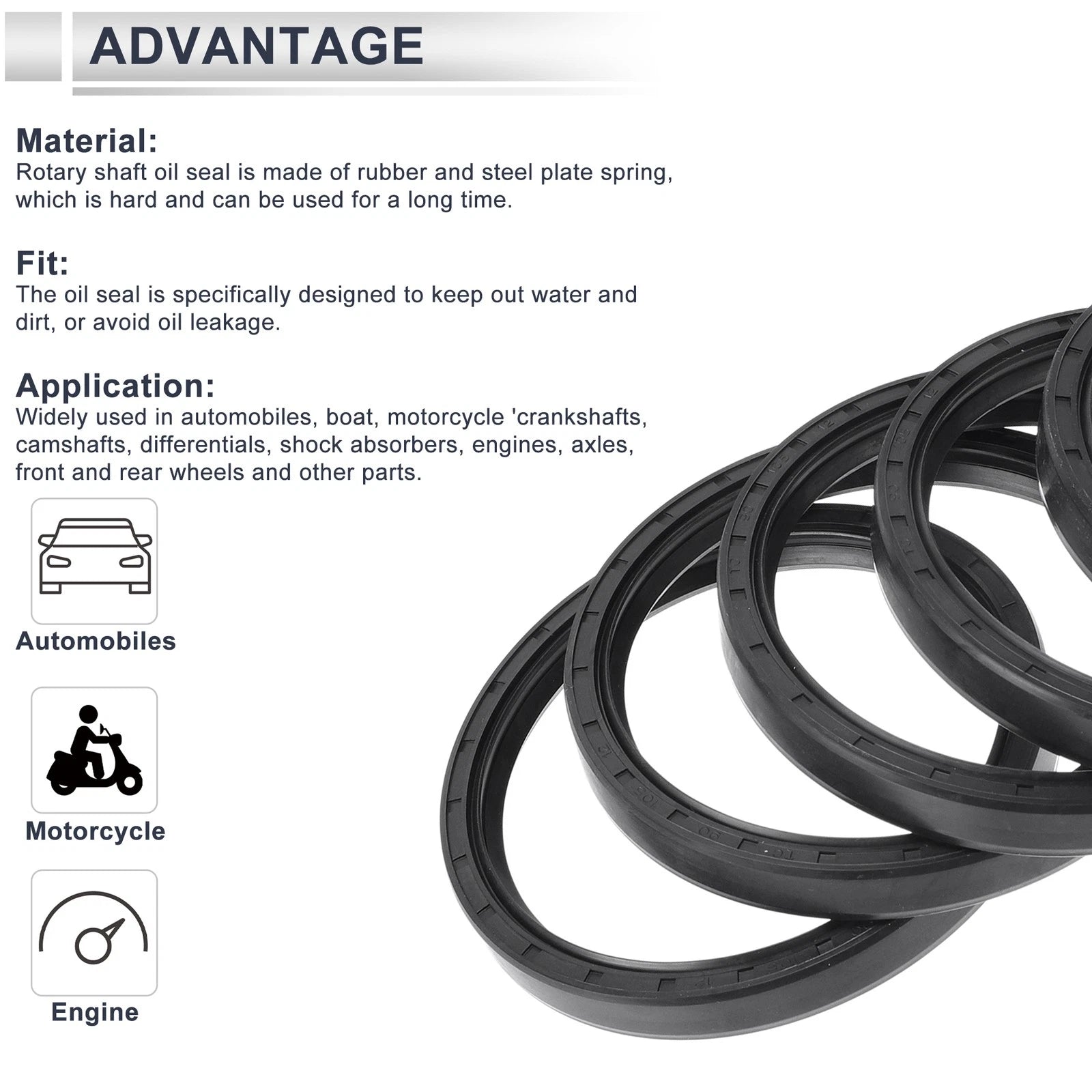 Set of 5 Oil Seal Rotary Shaft Seal Nitrile Rubber 90x105x12mm