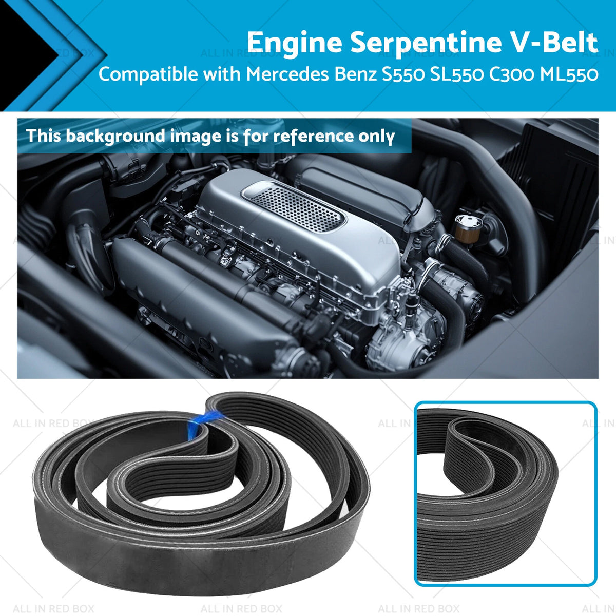 Serpentine V-Belt for Mercedes Benz S550 SL550 C300 (2007–2017) 0039937296