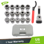 15 PC Collet Set R8 ER40 for CNC Milling Lathe (1/8 - 1 Inch Shank)