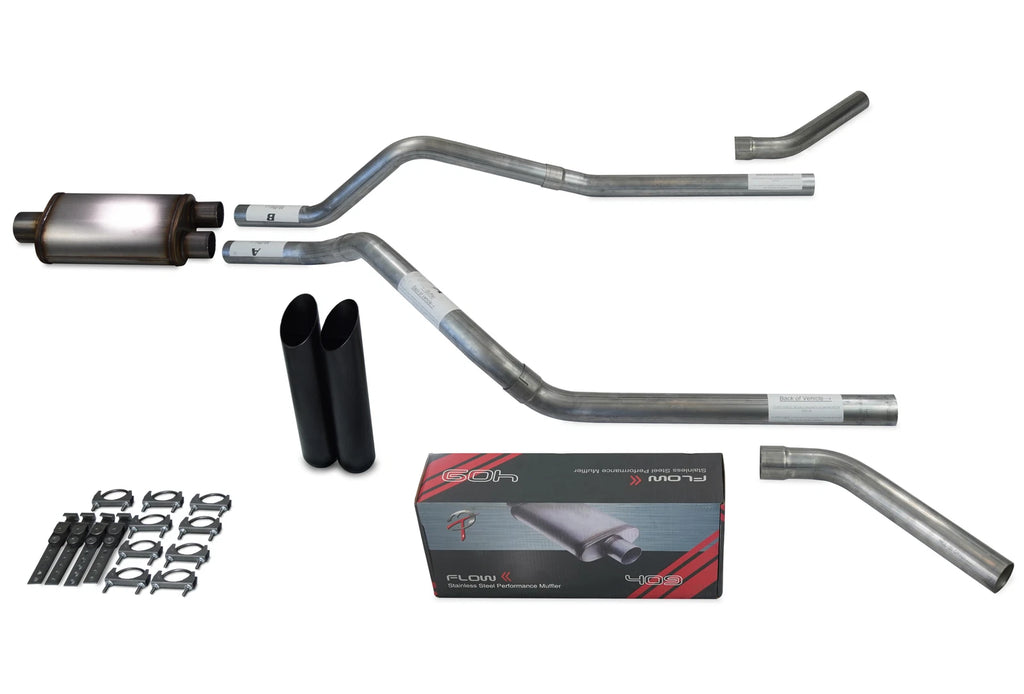 Dual Exhaust Kit for Chevy Blazer (1995–1999) - 2.5" Black Tips Corner Exit