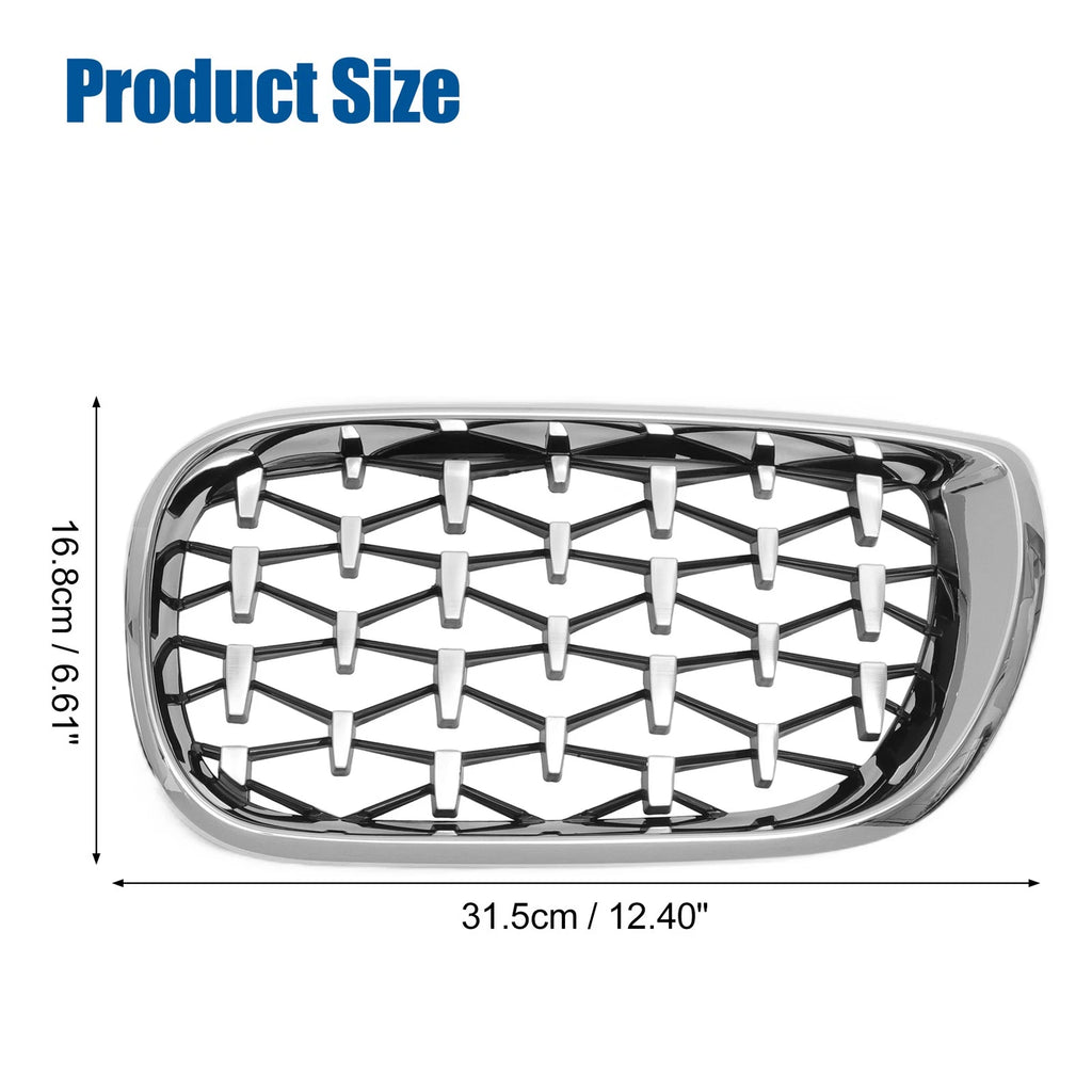 1 Pair Front Hood Bumper Grille for BMW 3 Series E46 (2002–2005) Silver Tone
