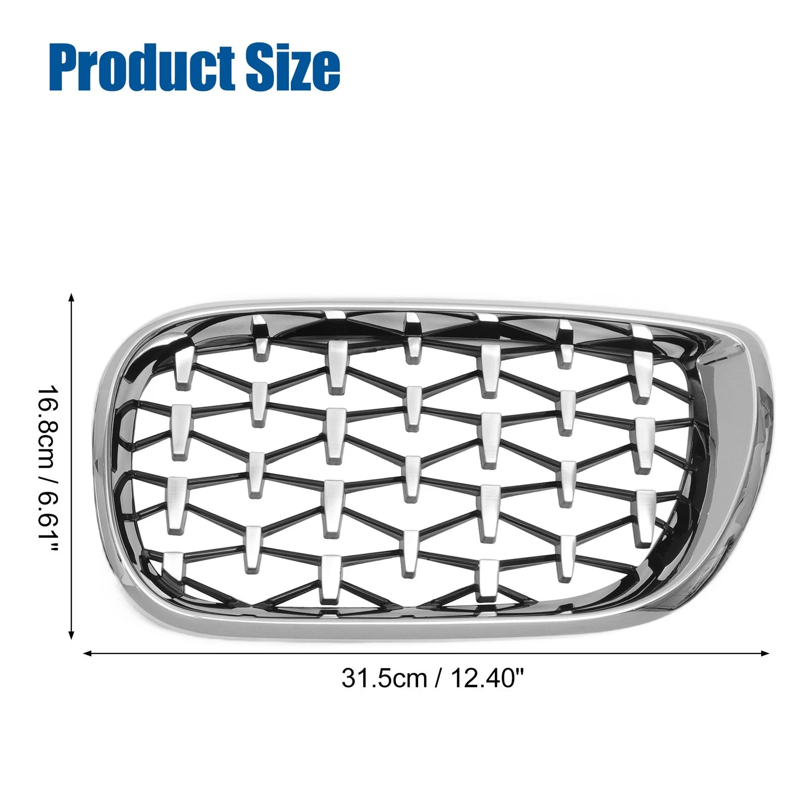 1 Pair Front Hood Bumper Grille for BMW 3 Series E46 (2002–2005) Silver Tone