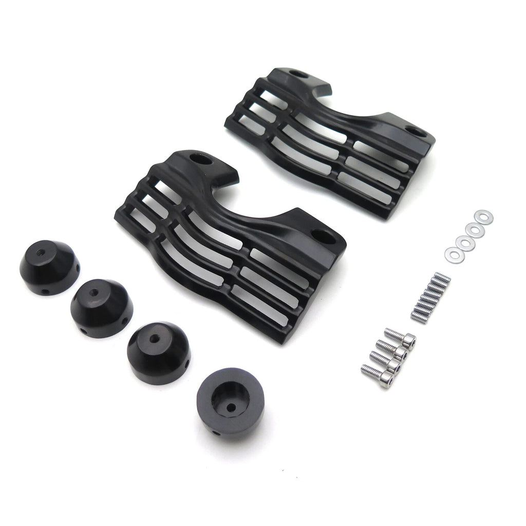 Black Slotted Finned Spark Plug Head Bolt Covers for Harley Touring (FLH FLT)