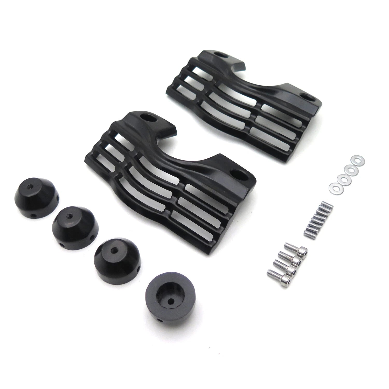 Black Slotted Finned Spark Plug Head Bolt Covers for Harley Touring (FLH FLT)
