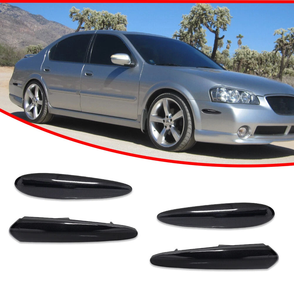 Set of 4 Smoked Front & Rear Side Marker Lights for Nissan Maxima (2000–2003)