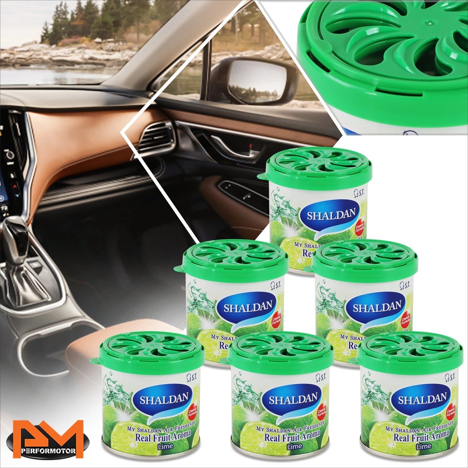 6x My Shaldan Air Freshener for Car (Lime Scent, 80g)