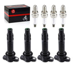 Set of 4 Ignition Coils & Spark Plugs for Yamaha Wave Runner VX Cruiser (2006–2019)