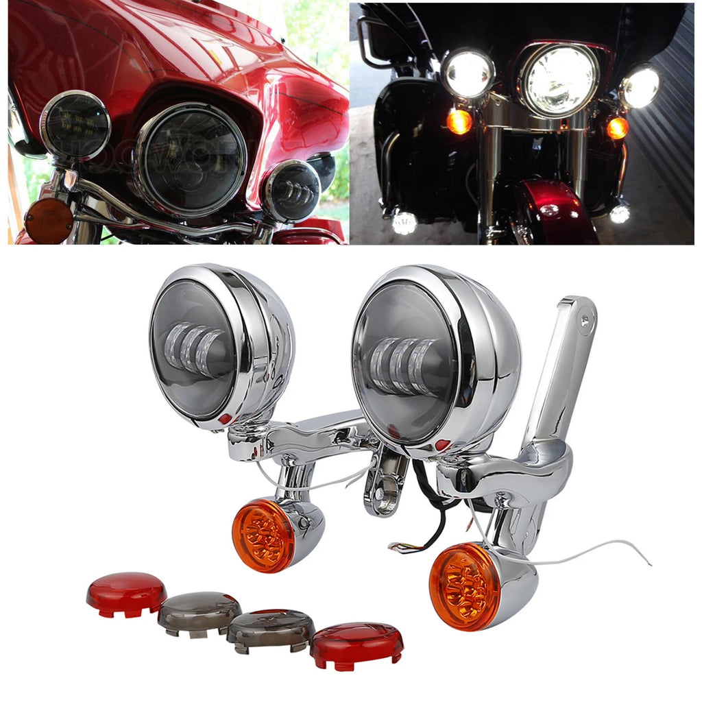 LED Turn Signal Fog Light Bracket for Harley Touring Street Road Glide (1994–2024)
