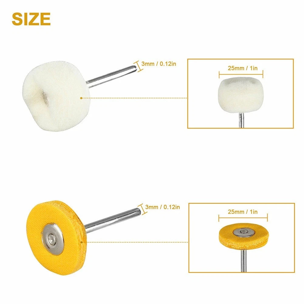 Set of 40 Polishing Buffing Wool Cotton Wheel Brush Tools 3mm Shank