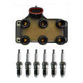 Denso Ignition Coil & 6 U-Groove Spark Plugs Kit for Ford Mazda Mercury (V6)
