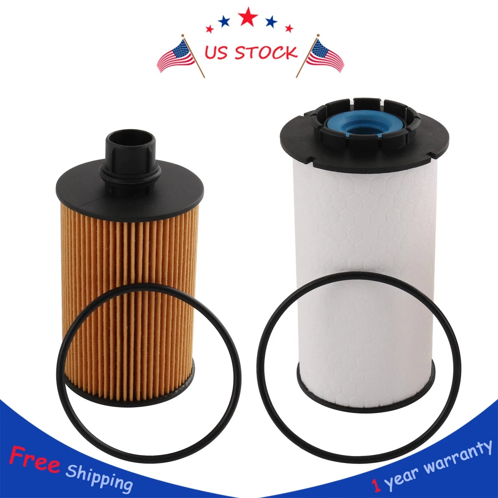 Set of 2 Fuel and Oil Filters for Ram 1500 (2014–2019) 3.0L V6 EcoDiesel