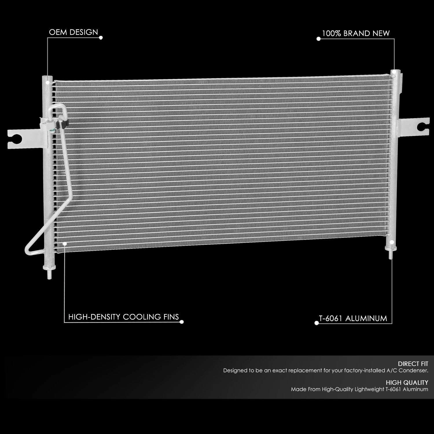 OE Style Aluminum Front AC Condenser for Nissan Frontier Xterra (1998–2002) NI3030106