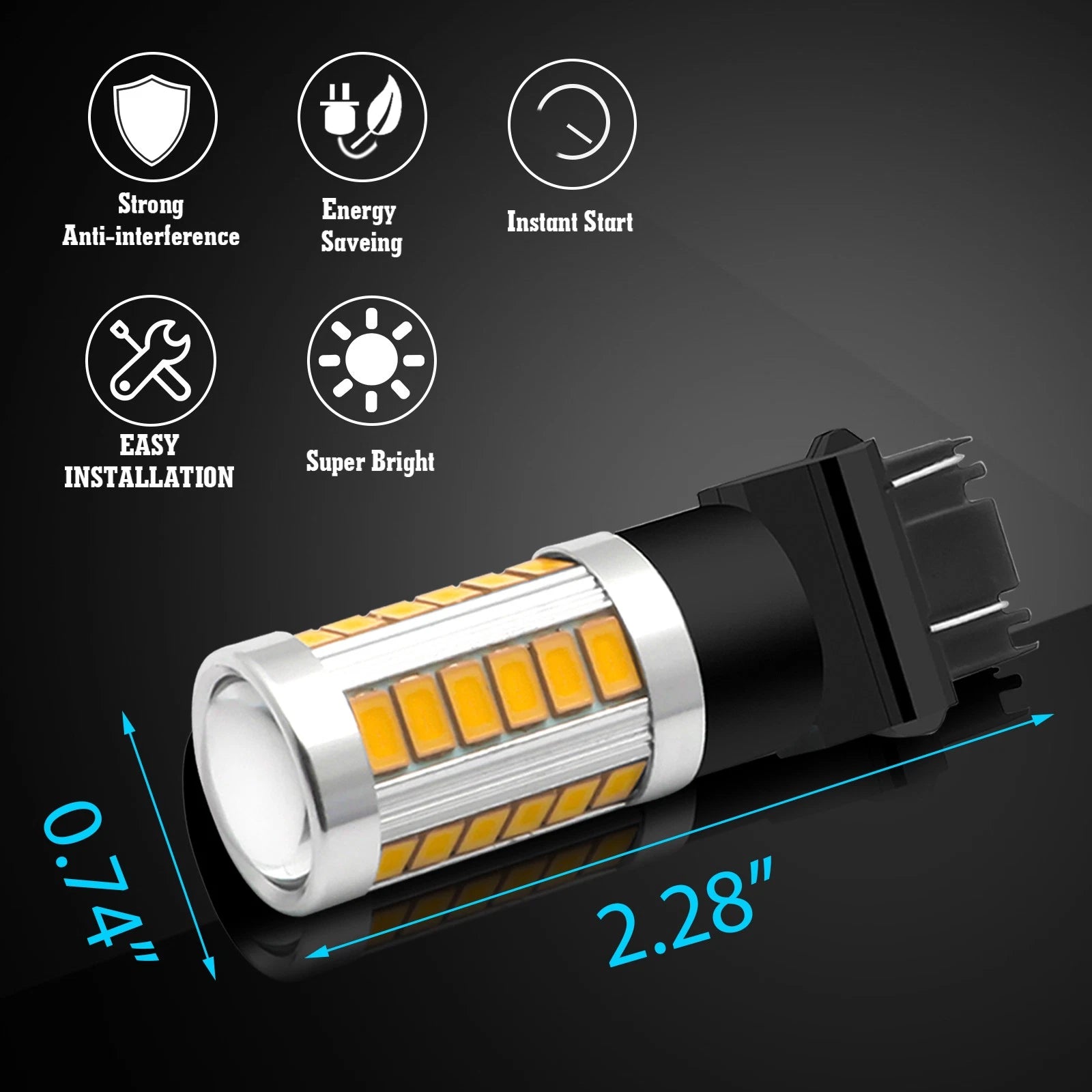 Amber LED Turn Signal Side Marker Bulb 3157 for 3156 (3000K) 2PCS (2010-2012)