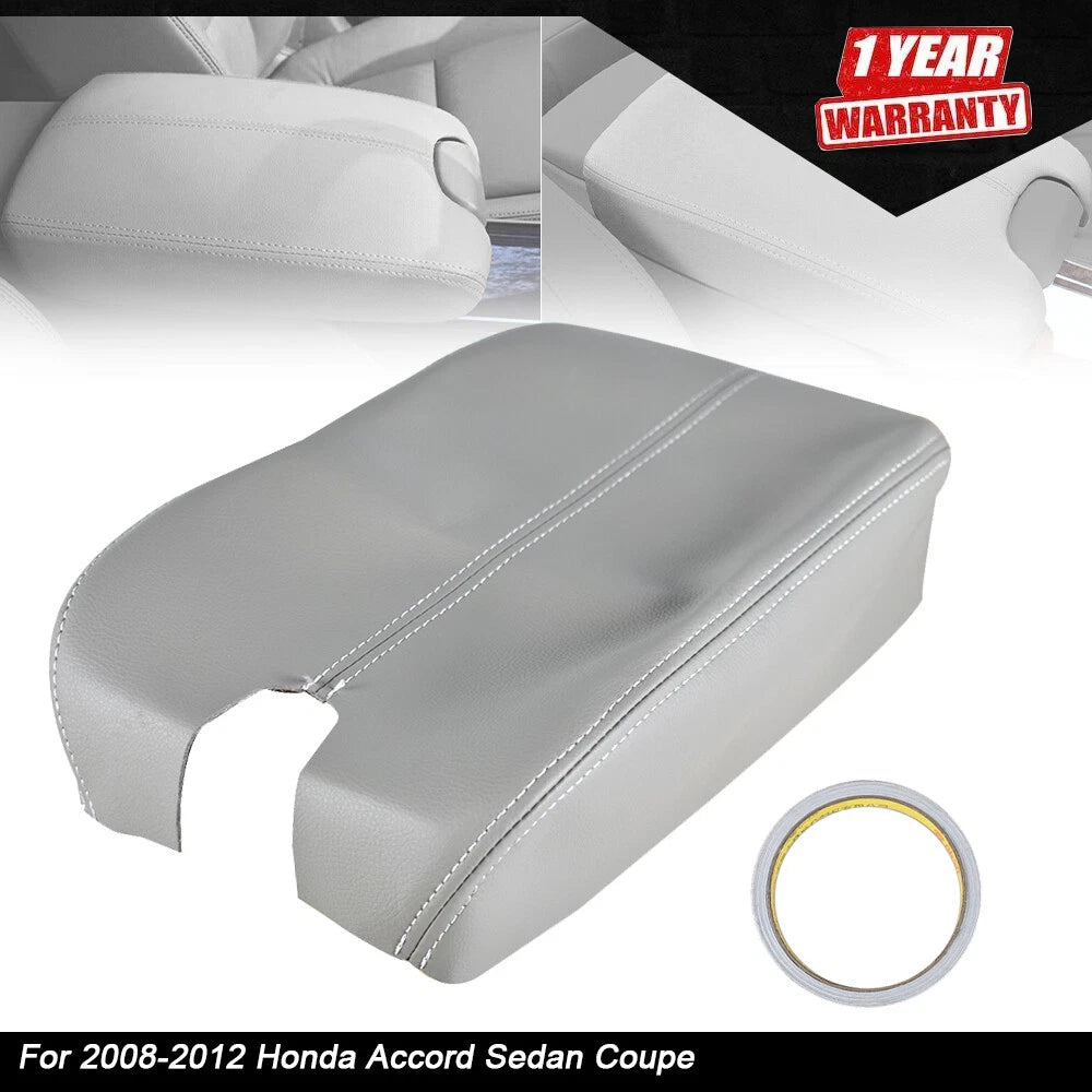 Center Console Lid Armrest Cover for Honda Accord (2008–2012) Leather Gray