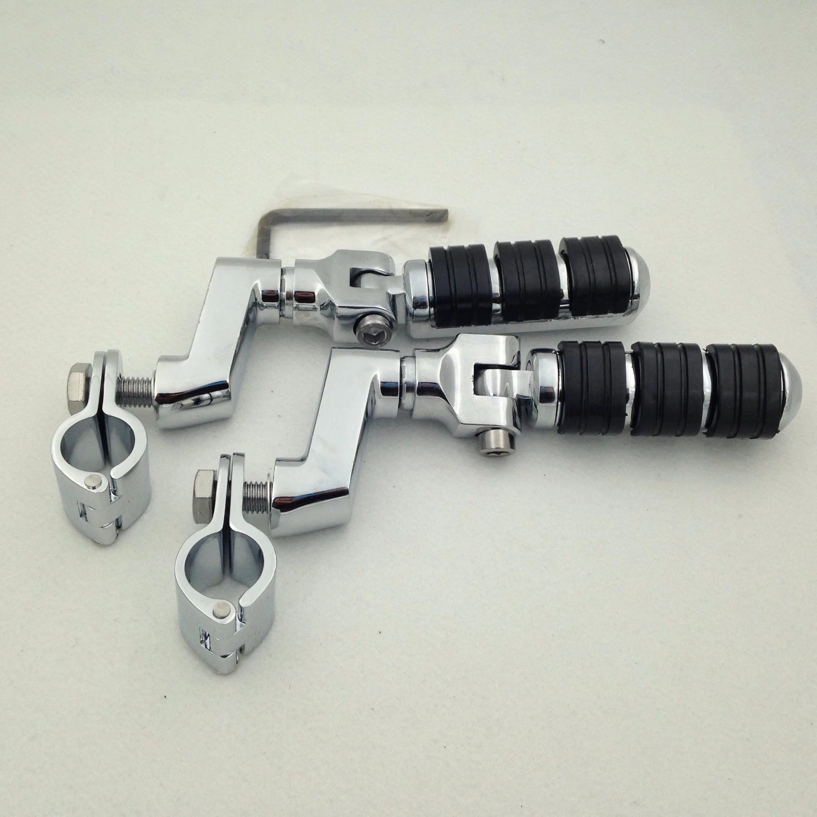 Chrome Foot Peg Clamps for Honda GoldWing GL1800, Shadow, Steed400, Valkyrie