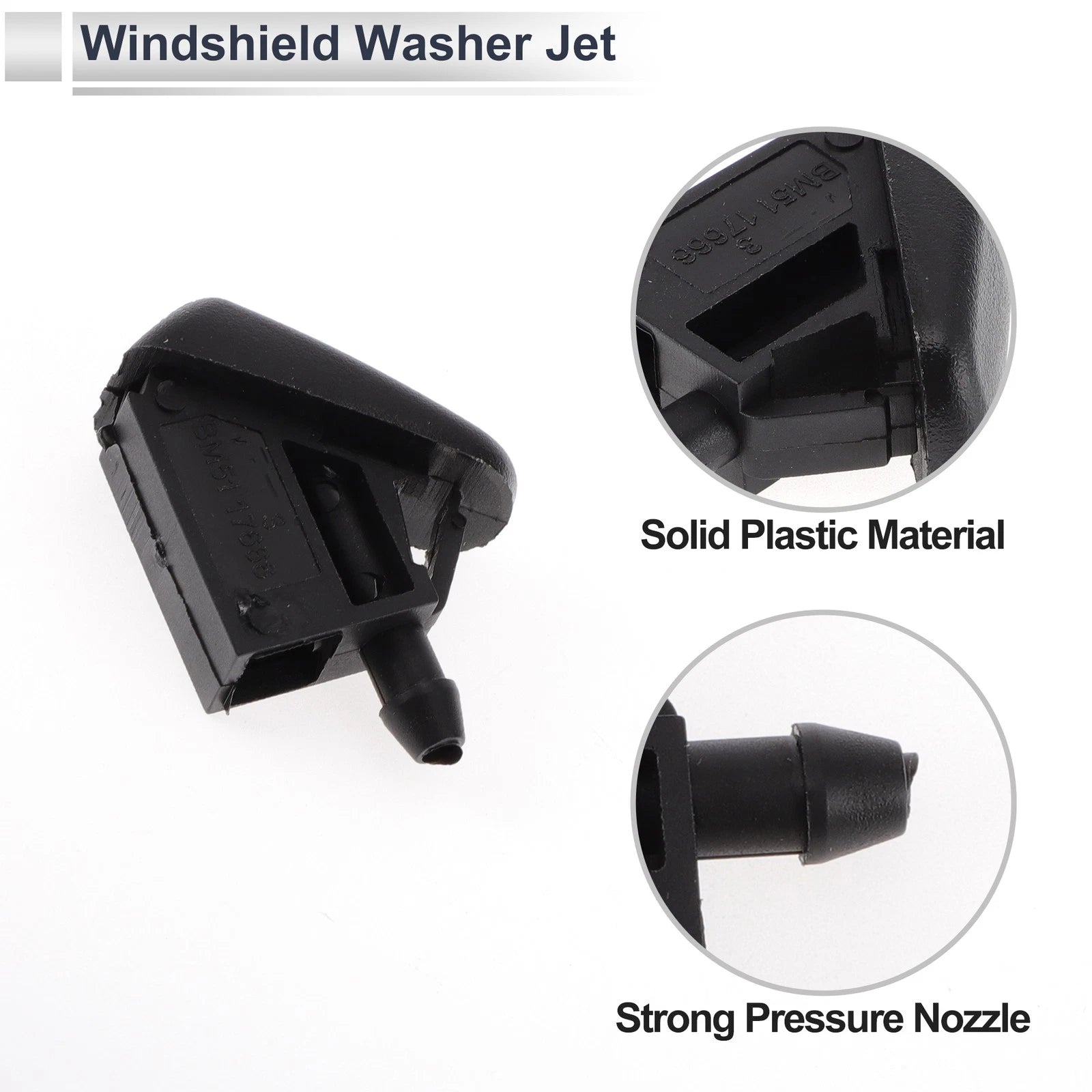 Set of 6 Windshield Washer Nozzles w/ Hose Connector for Ford (No.BM5117666AB)