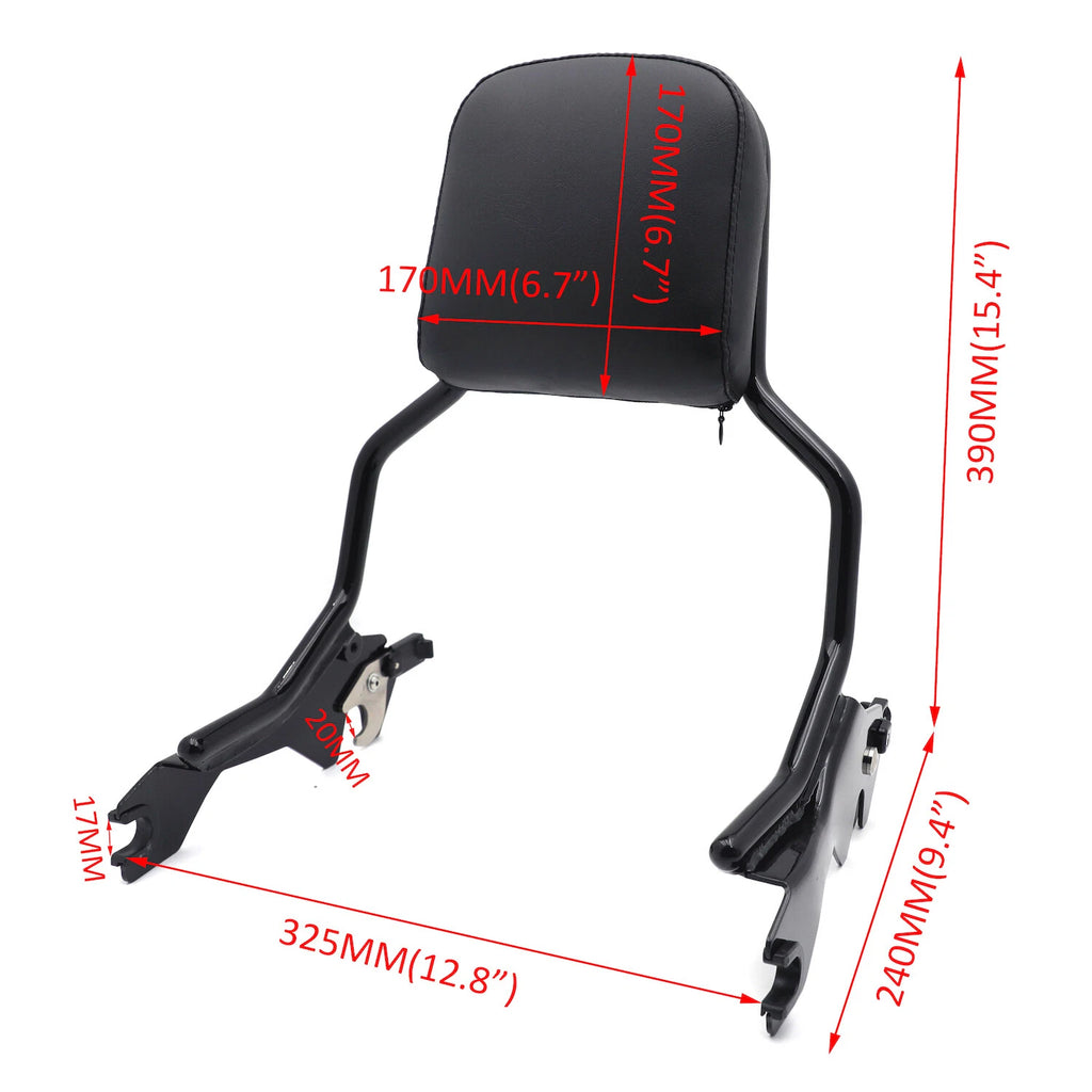Black Passenger Sissy Bar Backrest for Harley Softail FXFB Fat Boy (2018–2023)