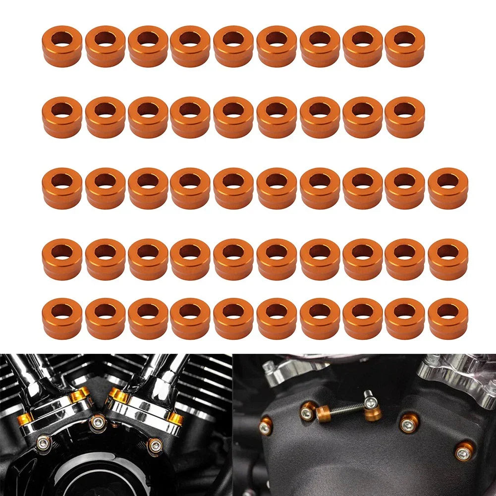 48X Engine Bolt Topper Caps Orange for Harley Twin Cam Touring Dyna