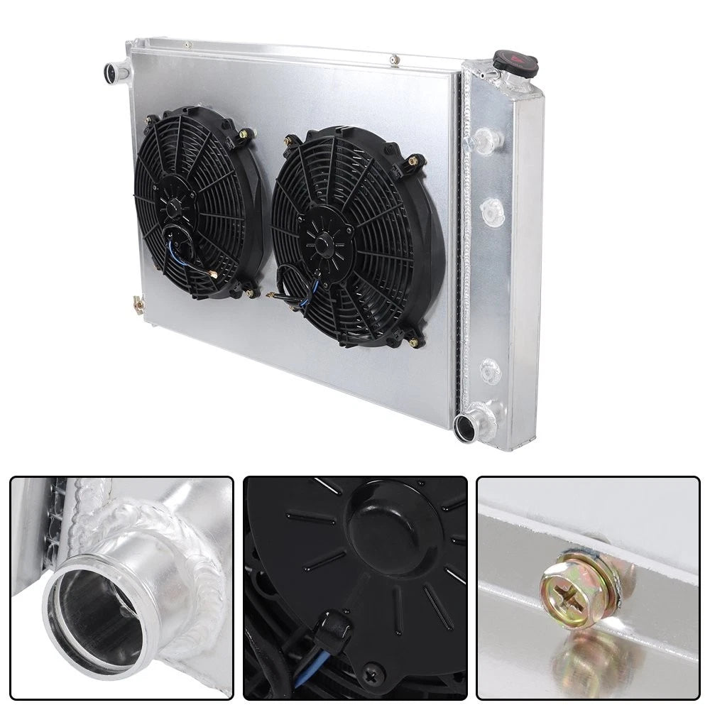 4 Row Aluminum Radiator with Shroud Fan for Chevrolet GMC (1981–1991)
