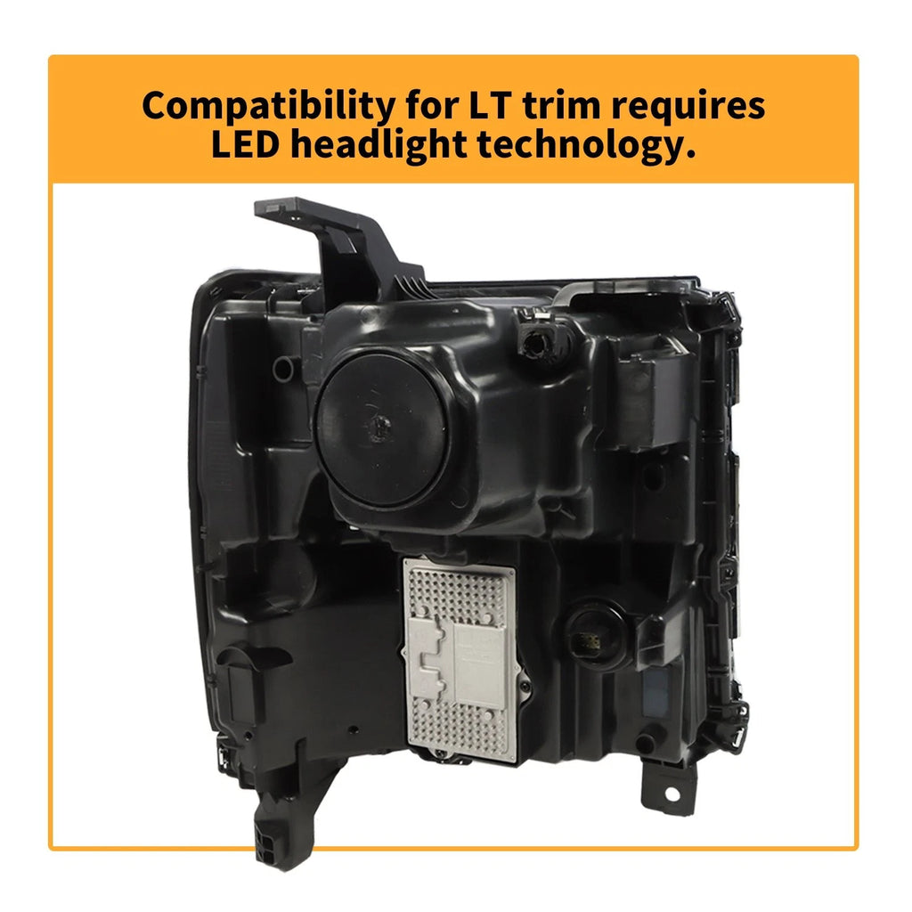 Full LED Headlights for Chevy Silverado 1500 (2016–2018) Chrome Bezel Pair