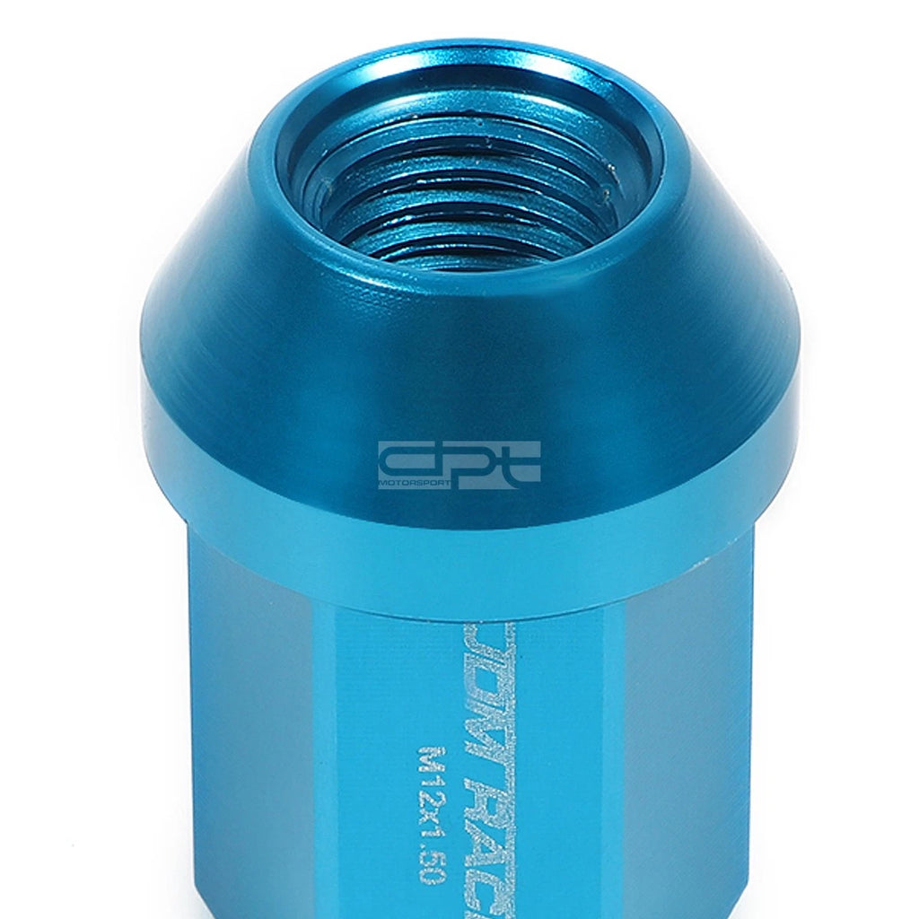 Set of 20 Closed End M12x1.5 35mm Tall Sky Blue Aluminum Lug Nuts + Adapter