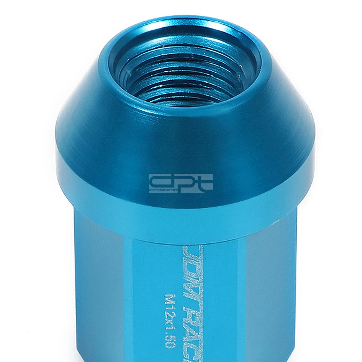 Set of 20 Closed End M12x1.5 35mm Tall Sky Blue Aluminum Lug Nuts + Adapter
