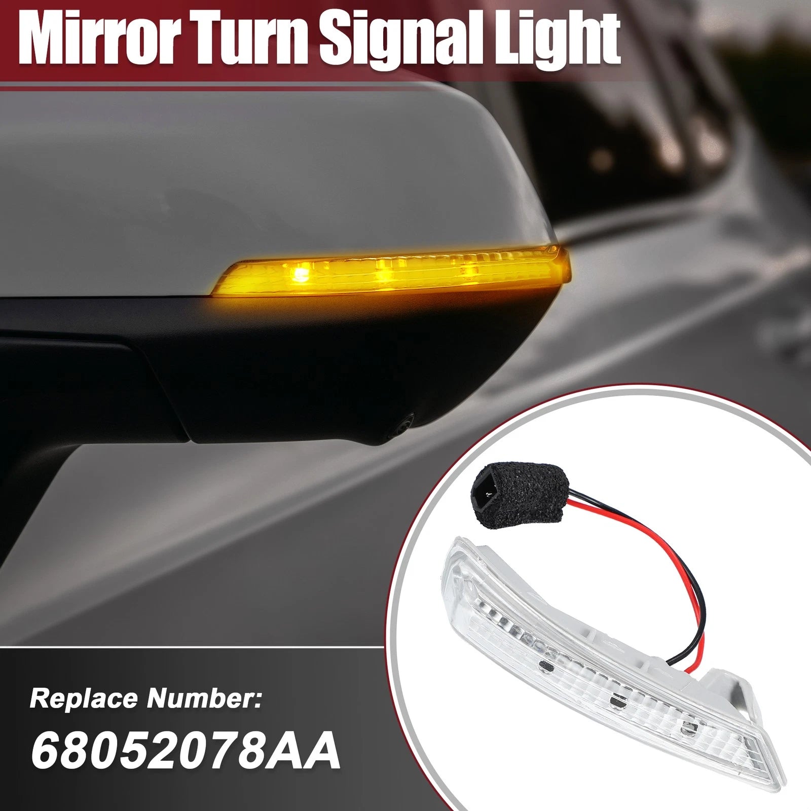 LED Right Side Mirror Turn Signal Light 68052078AA for Chrysler Dodge 