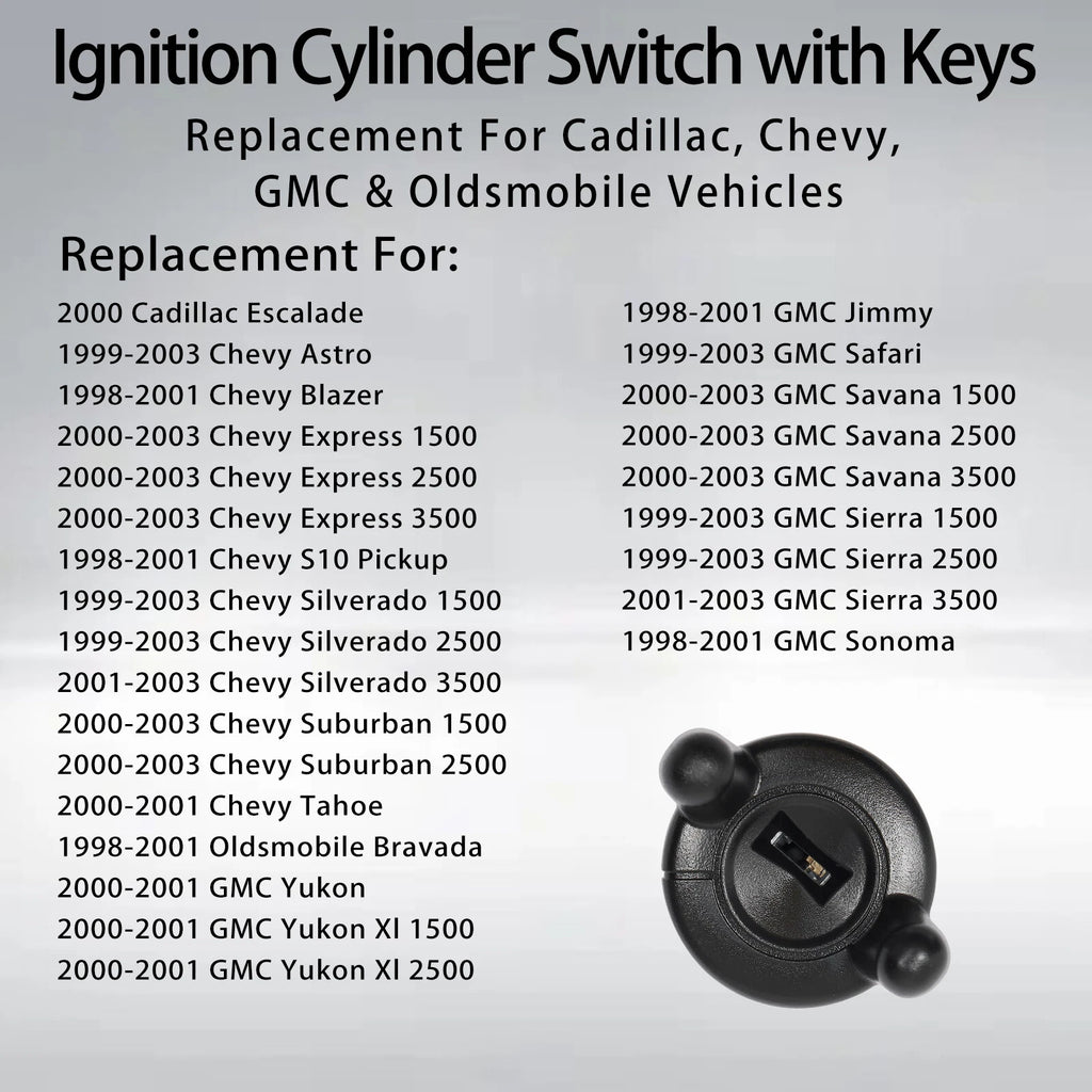 Ignition Switch Lock Cylinder for Chevy Silverado Tahoe GMC Sierra Yukon (1999-2003)