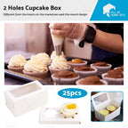 Cupcake Box Case with Window (Set of 25) for Wedding Party Muffins