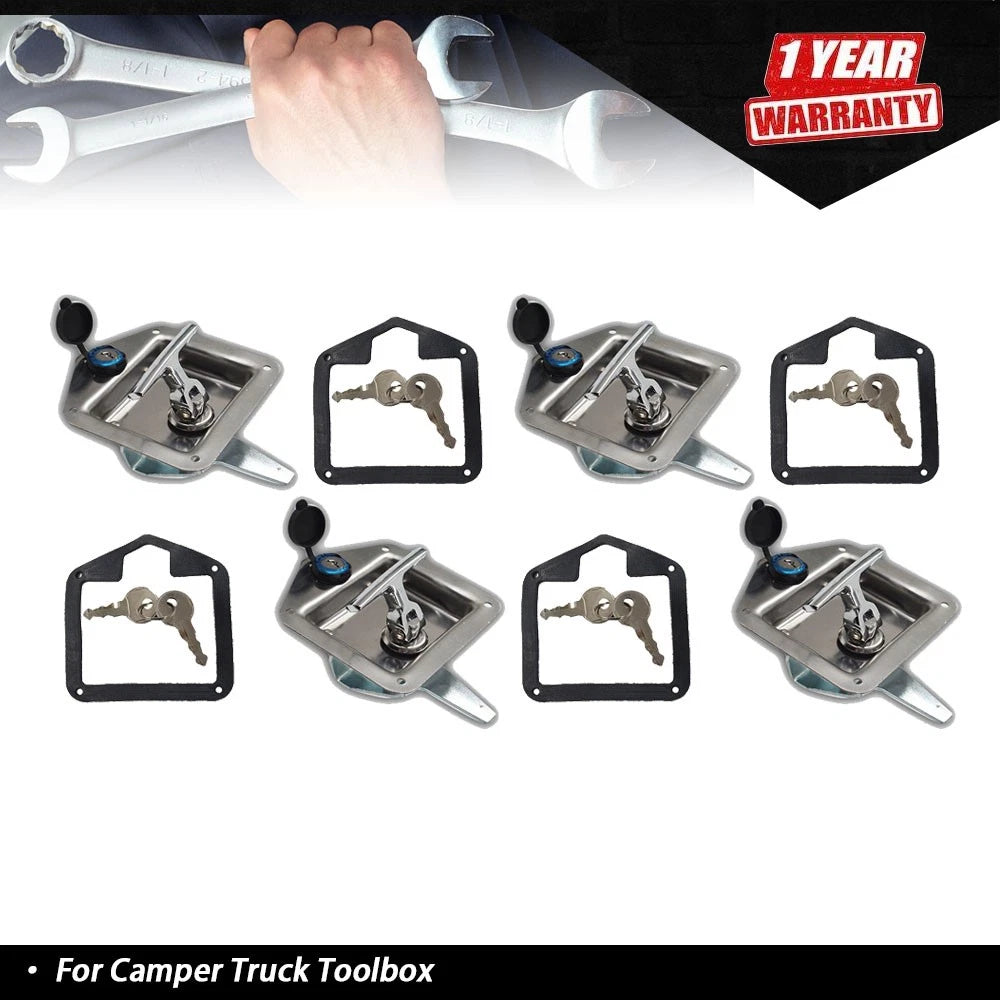 Set of 4 Stainless Paddle Handle Locks for RV Trailer (Fits Various Models)