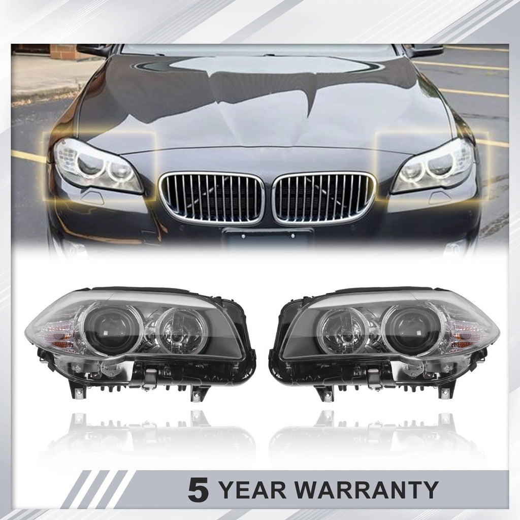 Set of 2 Halogen Headlight Assemblies for BMW 5 Series (2012–2013)