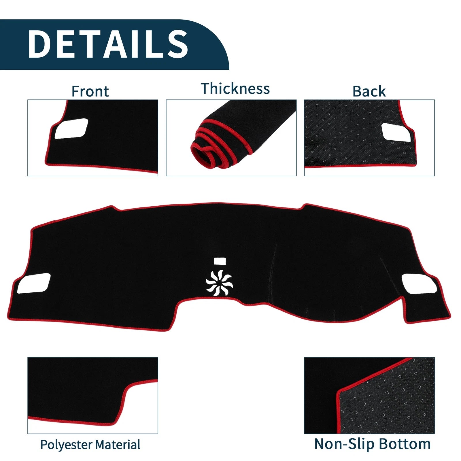 Dashboard Cover Mat for Honda Civic FL5 (2022–2024) Black Red