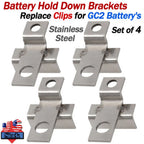 Set of 4 Battery Hold Down Brackets Kit for RV GC2 Battery (6 Volt)