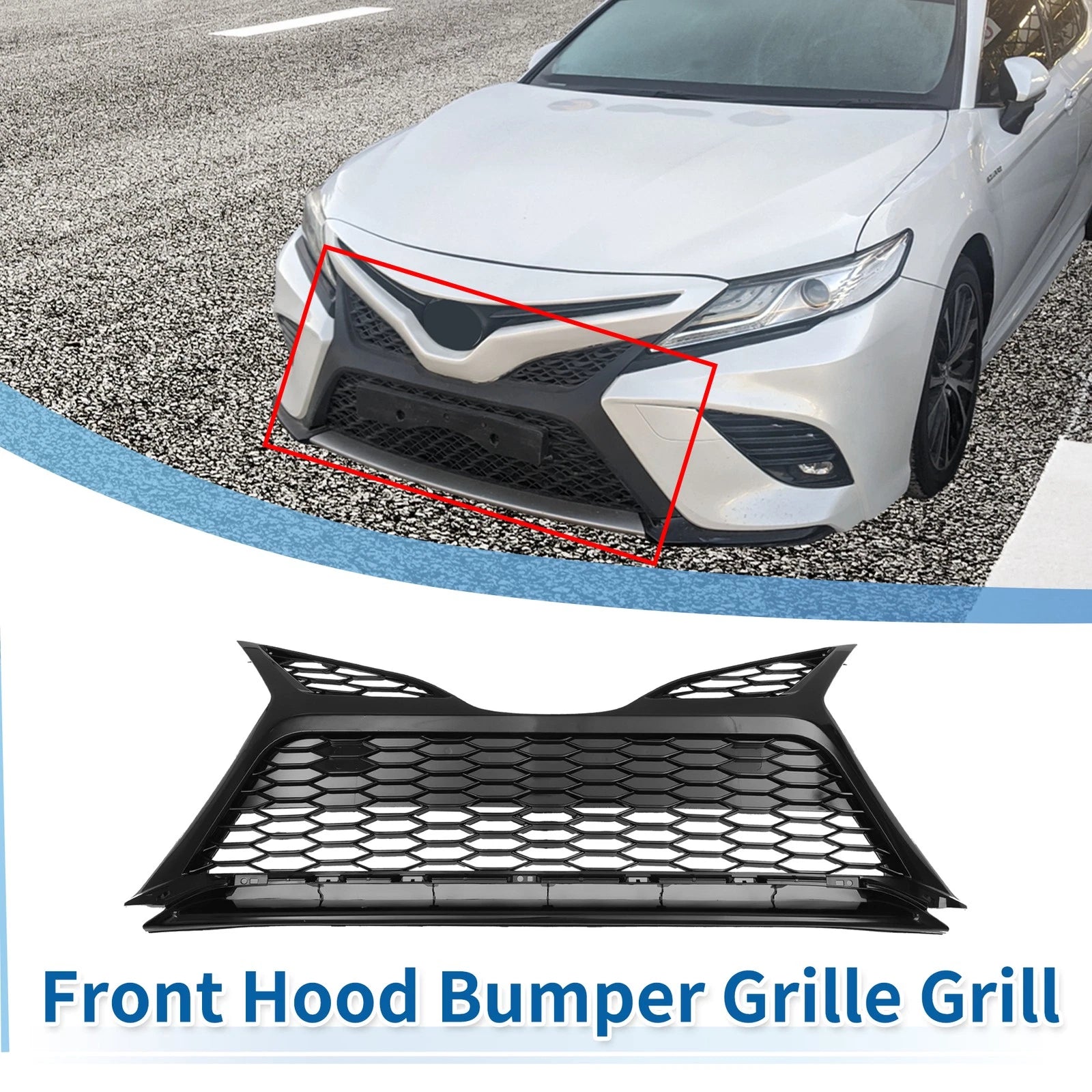 Front Lower Hood Bumper Grille for Toyota Camry SE (2018–2020) Black