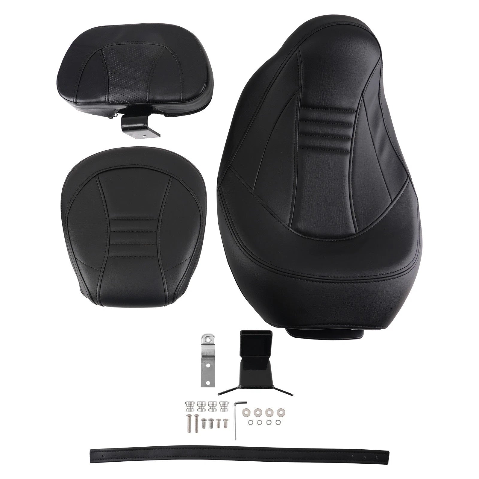 Black Leather Touring Saddle Seat for Harley FLH (2009–2020) 2-Up Foam