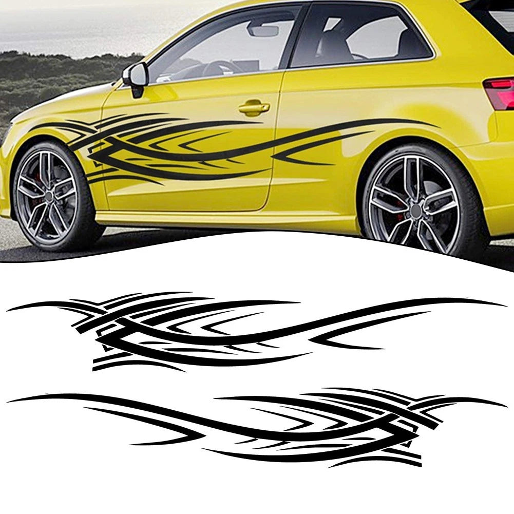 2X Flame Graphics Car Body Side Stickers for Universal Vehicles (94.4in)