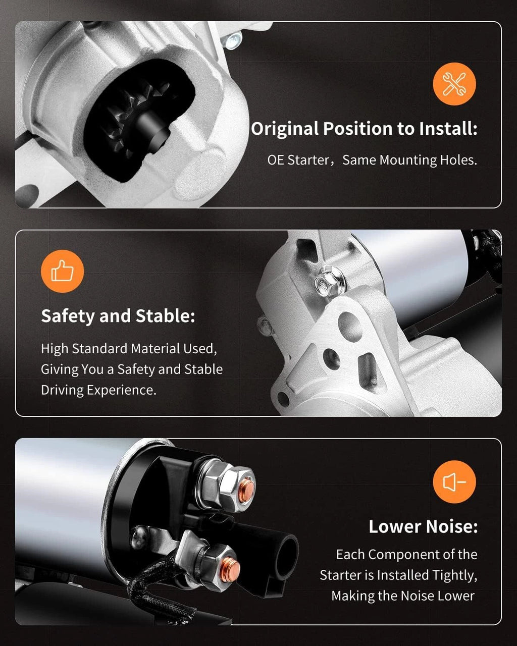 Starter Motor for Chevrolet Traverse, Acadia, LaCrosse, Enclave, SRX, Equinox, Terrain (2009–2017)