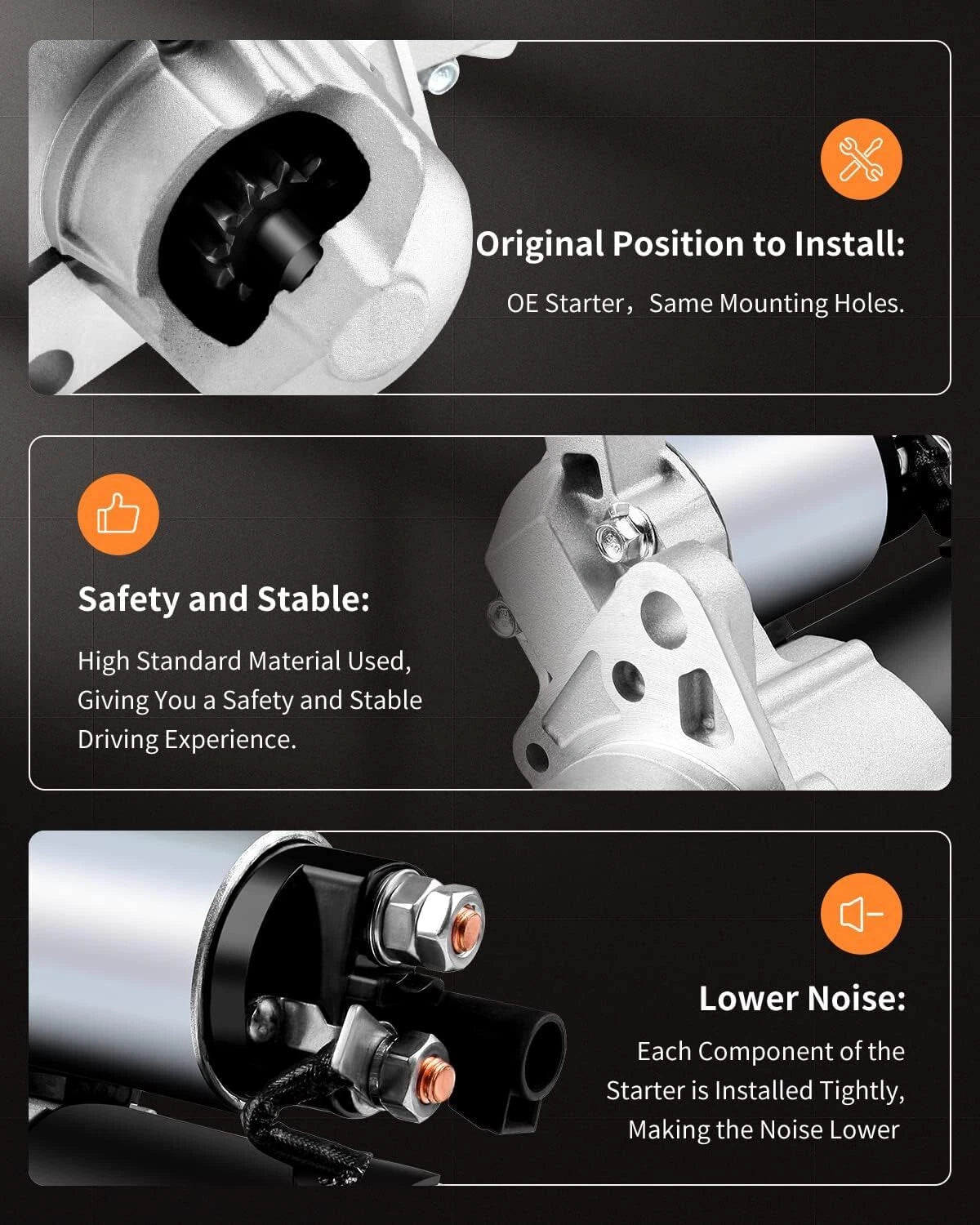 Starter Motor for Chevrolet Traverse, Acadia, LaCrosse, Enclave, SRX, Equinox, Terrain (2009–2017)