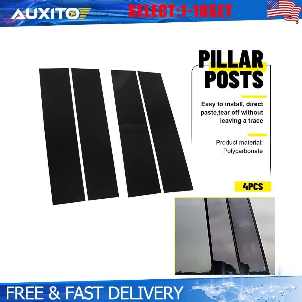 Window Pillar Covers for Ford F-150 (2015–2021) Black 4-40X