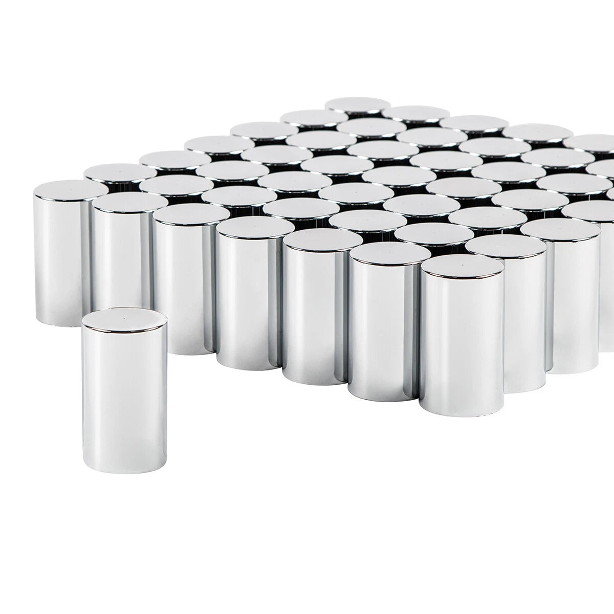 Chrome Cylinder Lug Nut Covers 33mm Thread-On for Set of 60 (60-Pack)