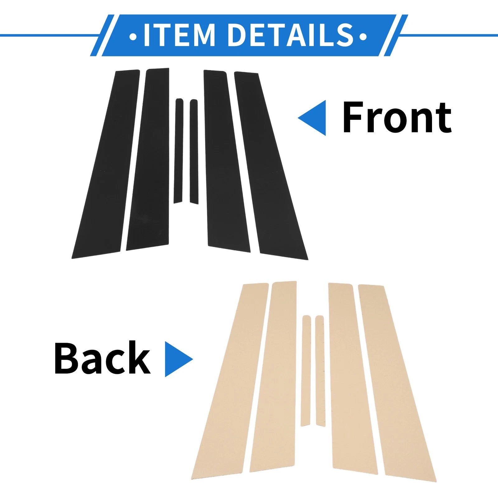 Set of 6 Door Pillar Window Trim for Kia Forte K3 (2014–2018) Black