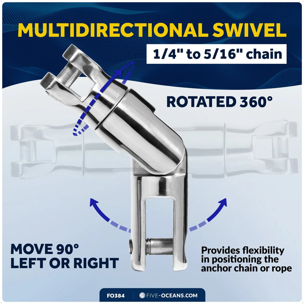Boat Anchor Chain Swivel Connector for Multidirectional Use (1/4" to 5/16")