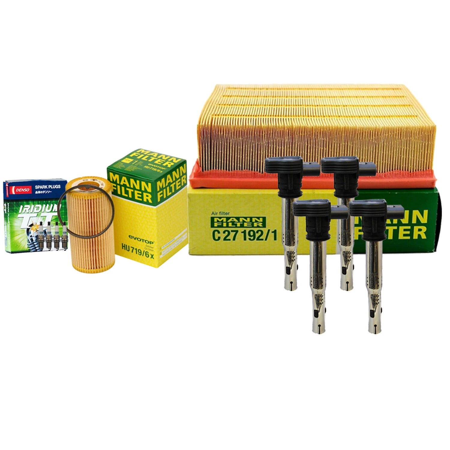 Set of 4 Mann Filters & 4 Denso Iridium TT Spark Plugs for Audi A4
