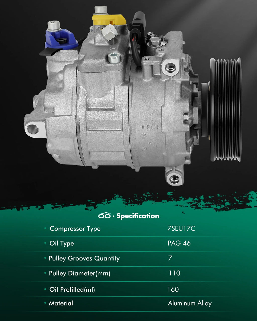 A/C Compressor for Audi Q7 (2007–2010) & Volkswagen Touareg 3.6L (2007–2017)