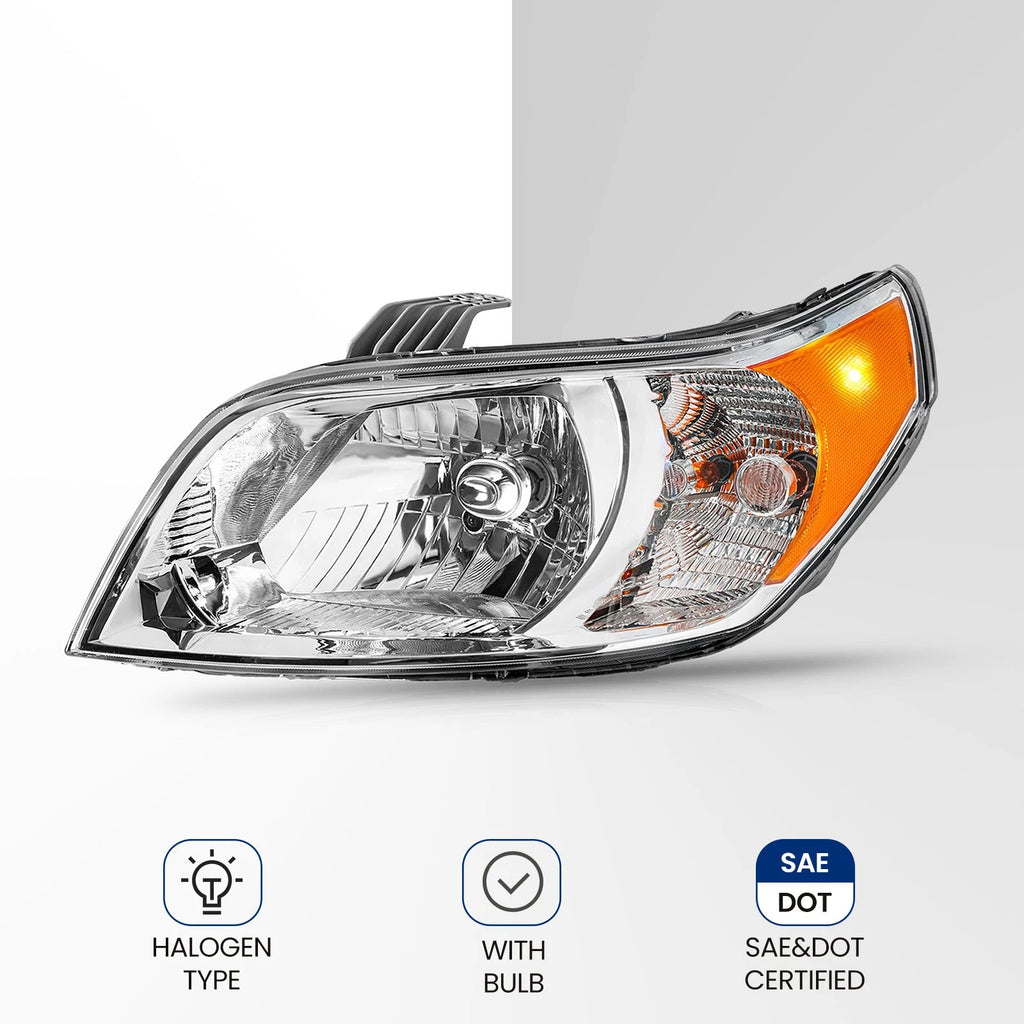 Halogen Headlight Left for Chevy Aveo 5 LS/LT (2009–2011) W/Amber Reflector