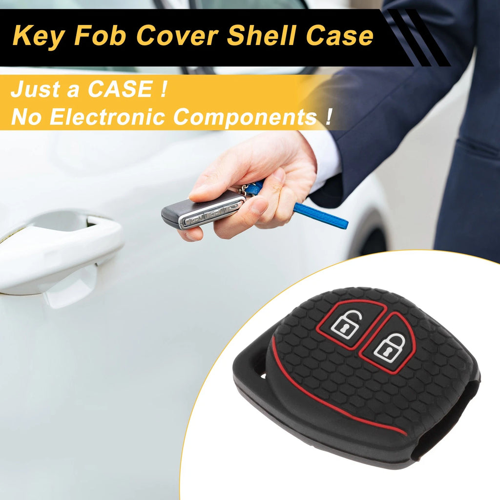 Black Red Line Car Key Case for Suzuki Alto (2010–2023) - 2 Buttons