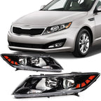 2X Headlight Assembly for Kia Optima (2011–2013) - Black Amber