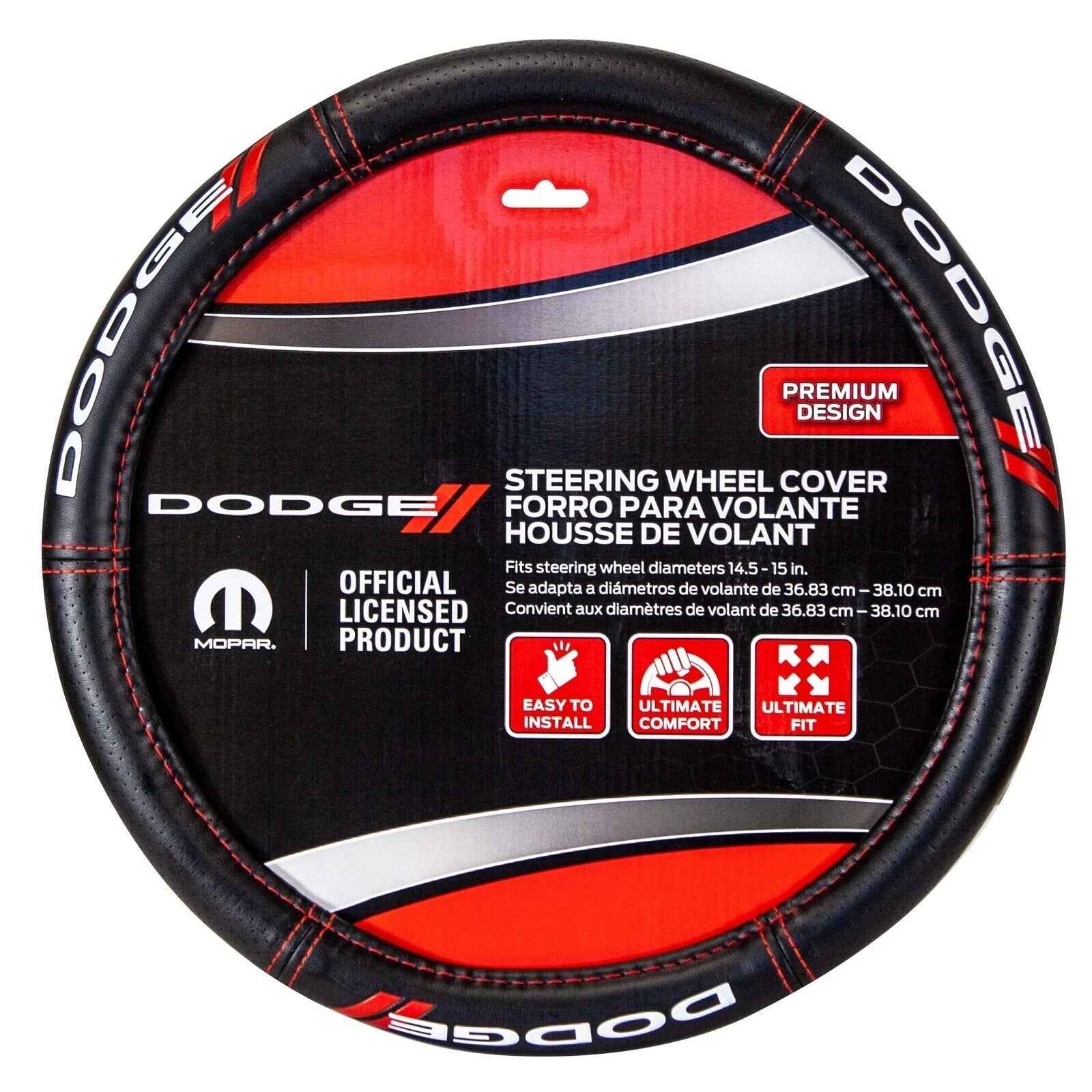 Steering Wheel Cover for Dodge Cars Trucks SUV (High Contrast Stitching)