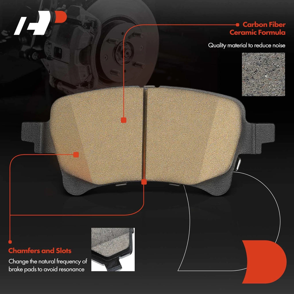 Set of 4 Rear Ceramic Brake Pads with Hardware for Jeep Wrangler JL (2021–2023)